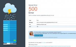 Server Error 500 Error